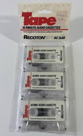 Recoton 044102433601 Vtg Reconton 3-60 M Inch Audio Cassette Tape New Still In Pack Unopened Rc 3x60