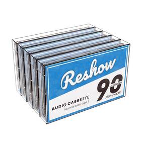 Reshow 767270455182 Audio Cassettes Low Noise High Output 90 Min Time Blank Tapes With Ind