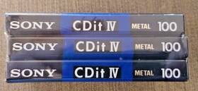 Sony 027242205420 3 Metal Cdit Iv 100 Type Audio Cassette Tapes Ultra Slim Factory Sealed