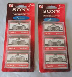 Mc60 Sony 027242213326 Blank Audio Microcassette Tapes 60 Minutes - Two 2 3 Packs Sealed