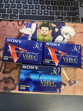 30-minute Sony 027242507432 Vhs-c Recordable Tapes 3-pack Factory Sealed Premium Blue/red