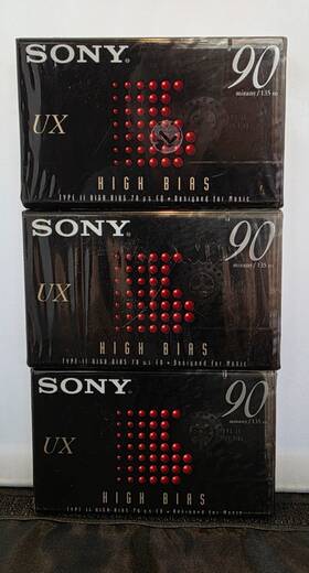 431362 Sony Ux 90 Blank Audio Cassette Tapes 3 New - Sealed