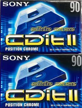 Sony 901780238651 2 Cdit-ii 90 Minute Type Ii Slide Case Blank Cassette Tape Sealed Rare