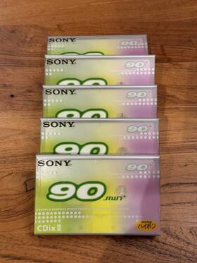 C90cdx2h Sony Set Of 5 Cdix-ii 90 Audio Cassette. Type Ii High Bias. New Sealed