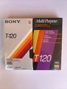 T-120 Sony & Gemini 026616071012 New Sealed And Vhs Blank High Density Video Cassette Tapes 1992