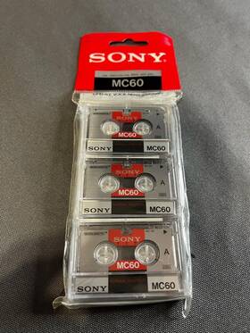 Mc60-a60 Sony Lot Of 3 Microcassette Mc-60 A60 Minutes Blank Tapes New In Package