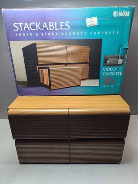 Stackables 034886001103 Rare 36 Cassette Audio Video Storage Cabinets Wtm New Old Stock