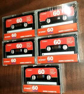 122a0094-01 Target Lot Of 5 Blank Tapes Audio Cassette 60 Minutes New Sealed Position I