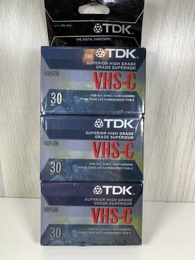 Tdk 020356385842 Vhs-c 3-pack 30 Minute Blank Camcorder Tapes Superior High Grade Sealed