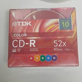 Tdk 020356478186 Cd-r 10 Pack 80 Min 52x 700 Mb Recordable Discs With Jewel Cases New Unused