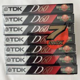 Type1 Tdk 020356504601 New D-60 High Output Audio Cassette Tapes Sealed 7 Pack Ieci/type1