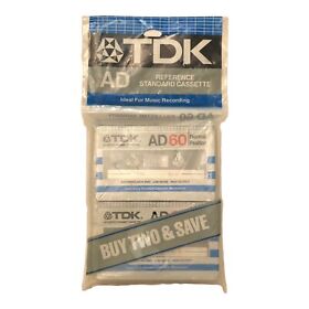Ad-60 Tdk 1982 Sealed 2 Pack Normal Position Made In Usa Twin Vintage