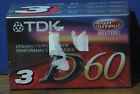 Tdk D60 Audio Cassettes 3 Pack New Sealed Tapes 020356206406