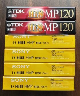 P6-120h8mp Tdk Lot Of 6 Each Hi8 Blank 120min Digital Cassette Tapes 4-sony And 2-tdk Unopened