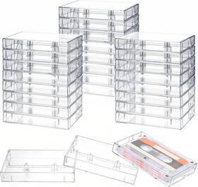 556199 Tobeelec 25 Pcs Audio Cassette Storage Cases - Clear Plastic Tape