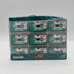 New / Open Box Maxell MC-60UR Mircocassette Tape Blank 9-PACK. Fixed Price $18.50.