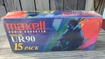 Vintage Nos New Old Stock Maxell UR90 Blank Audio Cassettes 15 Pack Sealed. Fixed Price $23.00.