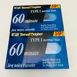 Tonemaster Type Normal Bias Low Noise Audio Cassette 60 Minute Blank - 2 Tapes. Fixed Price $9.95.