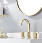Phiestina Widespread Waterfall Bathroom Sink Faucet Brushed Gold 8" WF040-1-BG. Fixed Price $40.00.