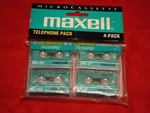 Maxell Microcassette Tape Telephone 4 Pack MC-60 MC-5 Sealed New Old Stock. Fixed Price $10.00.