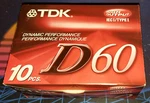 Tdk D60 Blank Audio Cassette Tape - 10 Pack Iec 1/TYPE1 High Output Sealed Mij. Fixed Price $15.00.