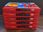 5 Sony High Fidelity 90 Min Slide Case Cassette Tapes. Fixed Price $16.95.