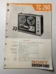 Sony TC-260 Reel To Tape Deck Servicing Guide Oem Vintage Sn 00001-23000. Fixed Price $14.99.