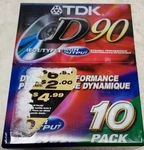 Tdk D90 Audio Cassette Tapes High Output Ieci/type 10 Pack. Fixed Price $16.55.