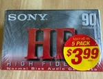 5 Pack Sony High Fidelity 60 Min Audio Cassette Tape Sealed. Fixed Price $10.09.