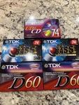 Lot Of 5 New Sealed Cassettes 2 Tdk 74 Minutes, 60 1 Maxell. Fixed Price $20.00.