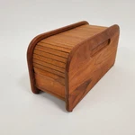 Vtg Mcm Teak Tambour Roll Top Cassette Tape Storage Box Eid Thailand Handmade. Fixed Price $44.99.