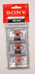Sony Pack Of 3 MC-60 Tapes Lifelike Voice Minute. Fixed Price $15.00.