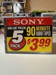 Sony Hf 90 Minute 5 Pack Blank Audio Cassette Tape Lot Of New & Sealed. Fixed Price $7.99.