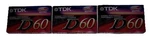 Lot (3) Tdk High Output Dynamic Performance D60 Cassette Tapes Unopened. Fixed Price $5.99.