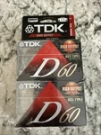 2 Blank Cassette Tapes Tdk D60 Ieci/type 1 Low Noise High Output Sealed Pack. Fixed Price $8.00.