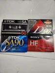 Lot 0F 4 -tdk D-90, SA-60, SA-90 And Sony HF-60 Cassettes**new**. Fixed Price $24.99.