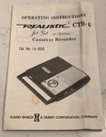 Vintage Radio Shack Realistic Cassette Recorder CTR-6 Instructions Ephemera. Fixed Price $7.32.