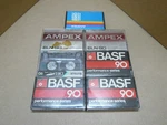 Lot Of 6 Basf, Fuji, Ampex + Bonus Normal Bias Erased Audio Cassettes Blank. Fixed Price $9.98.