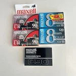 Lot Of 5 Maxell Sealed Blank Cassette Tapes UR90, C90, P6-120 Gx. Fixed Price $15.00.