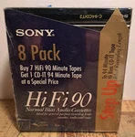 Vtg Sony 8 Pk Hi Fi 90 Natural Bias Audio Cassettes Sealed In Package. Fixed Price $18.95.