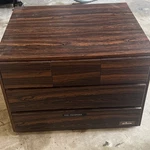 Vintage Stanny Wooden Cabinet CS-153W Mcm Cassettes Tapes. Fixed Price $150.00.