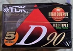 Tdk D90 - Minute High Output Ieci/type 1 Audio Cassette Tapes 5 Pack New!. Fixed Price $12.00.