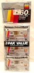 Gemini Minute Normal Bias Audio Cassette Tapes SE60 Special Events 3 Pack. Fixed Price $7.99.