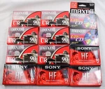 Lot Of 12 New Sealed Cassette Tapes 6 Maxell UR90, USII-74, Sony HF90. Fixed Price $16.99.